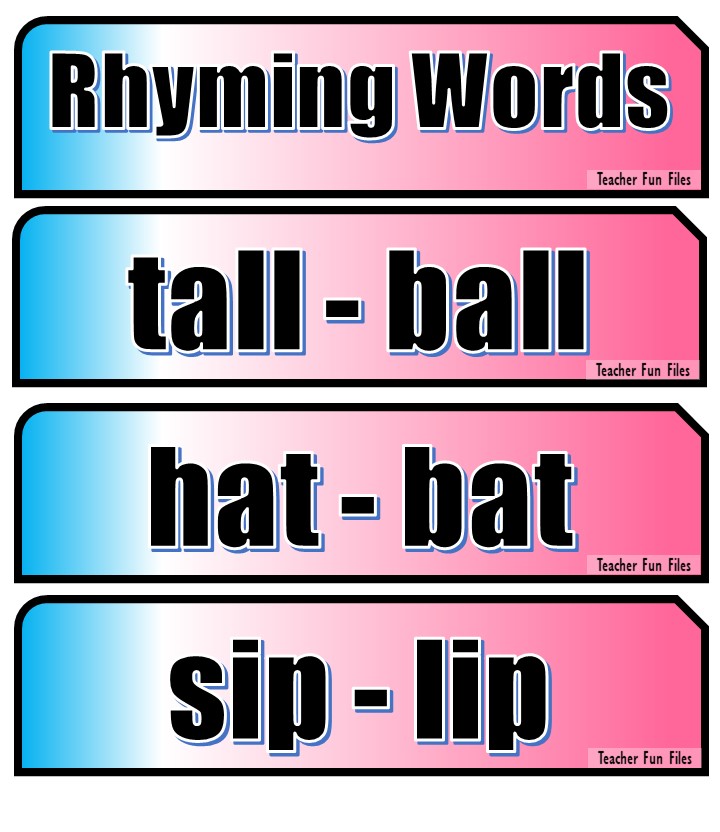 Teacher Fun Files: Rhyming Words Flashcards
