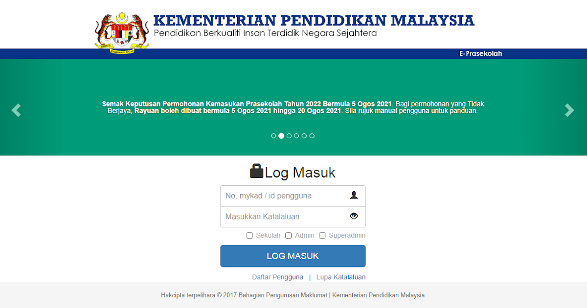 Penempatan tahun 1 semakan Portal Public