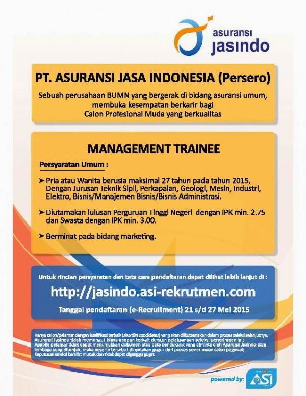 Lowongan kerja BUMN PT Asuransi Jasa Indonesia (Persero 