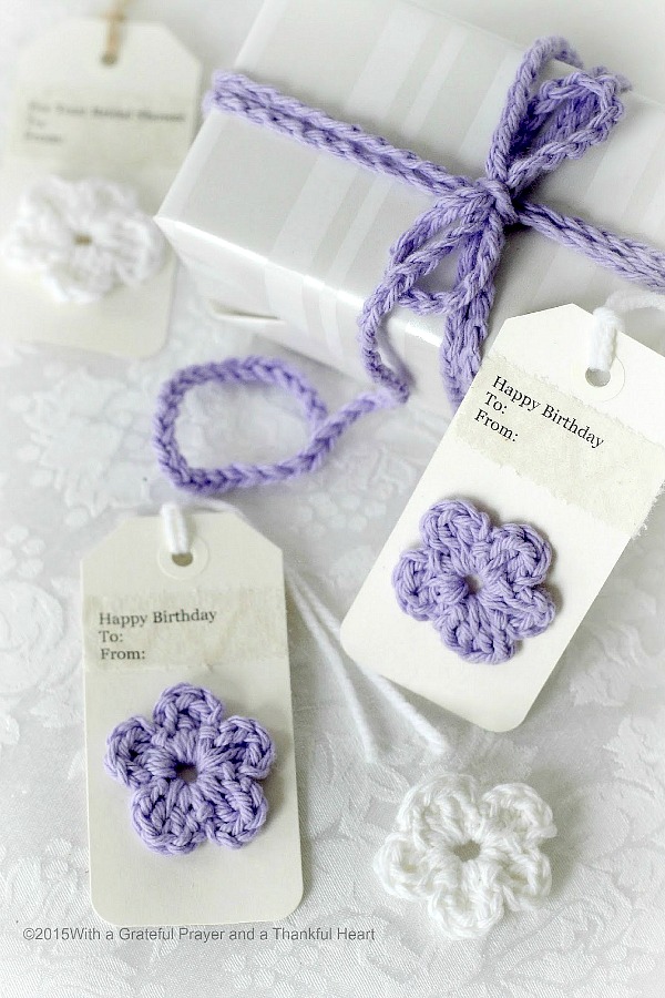 Crochet Gift Tags Ties and Bows Grateful Prayer Thankful Heart