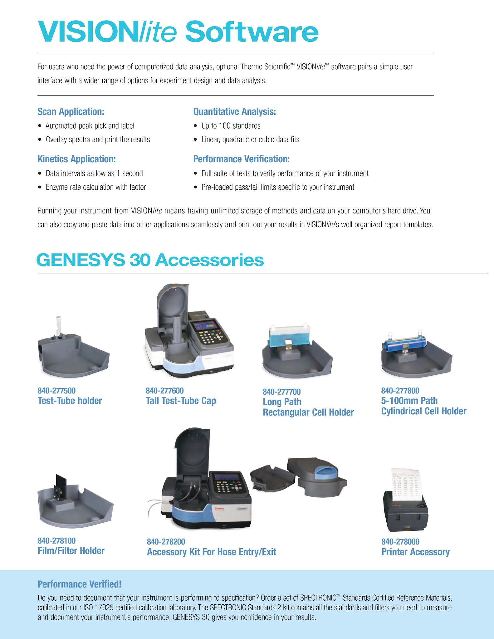 THERMO SCIENTIFIC GENESYS™ 30 SPECTROPHOTOMETER CATALOG Supplier Alat