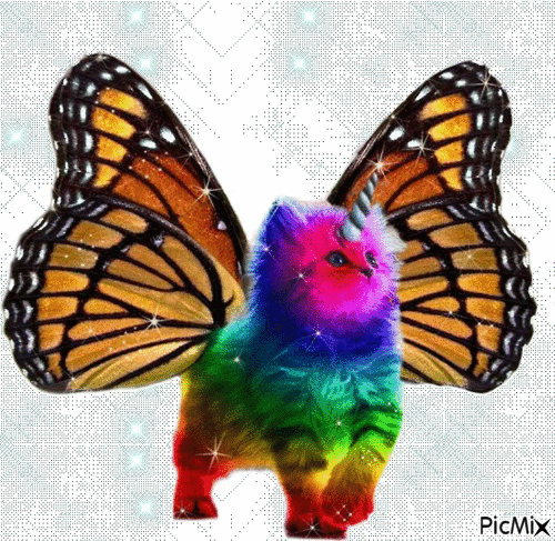 The Glass Character: Rainbow unicorn butterfly kitten