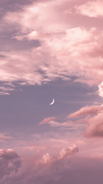 Wallpaper Pink Clouds Moon Sky