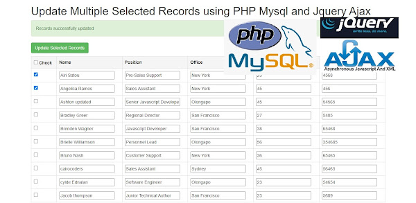Update Multiple Selected Records using PHP Mysql and Jquery Ajax ...