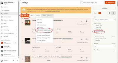 screen shot of etsy shop manager