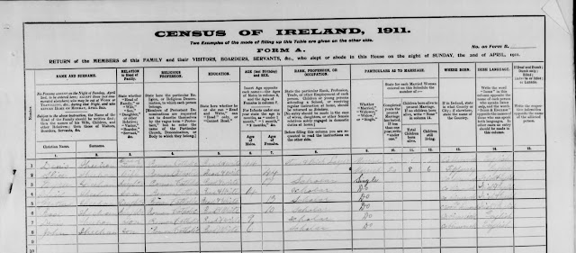 1911 Census Croom, Limerick, Ireland Denis Sheehan  http://jollettetc.blogspot.com
