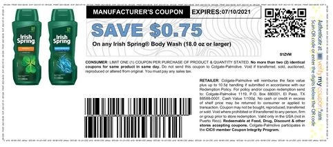 $0.75/1 Irish Spring Bar Soap Packs 6-pack+ (go to irishspring.com sign up to print) $0.75/1 Irish Spring Bar Soap Packs 6-pack+ (go to irishspring.com sign up to print)