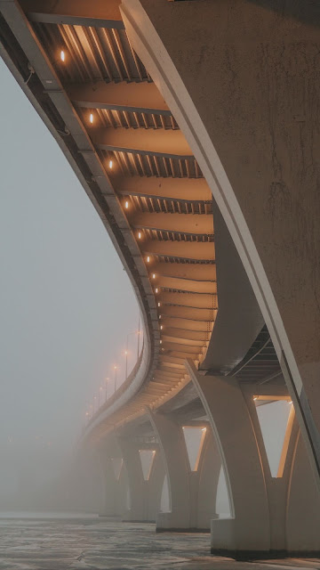 Bridge, Construction, Architecture, Fog, River