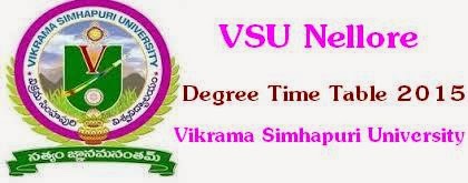 VSU-Vikrama Simhapuri University Degree Time Table 2015