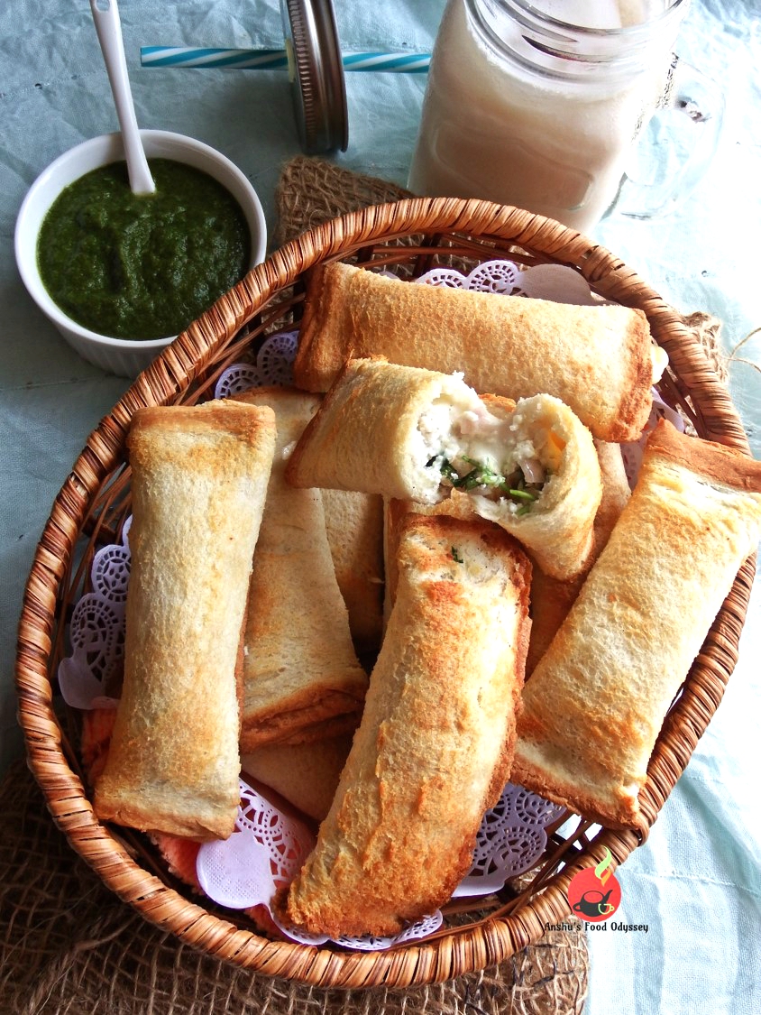 Baked Paneer Bread Rolls