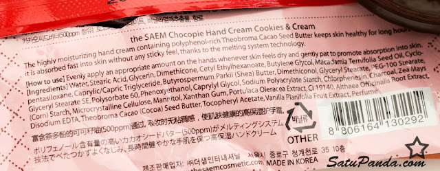 THE SAEM Chocopie Hand Cream ingridieents
