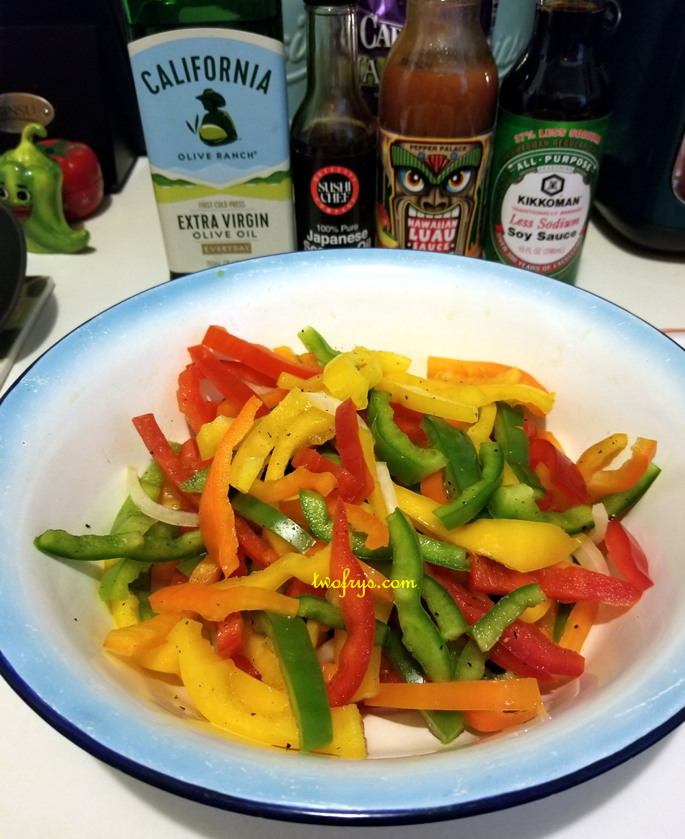 Two Frys Stir Fry with Pepper Palace Hawaiian Luau Sauce