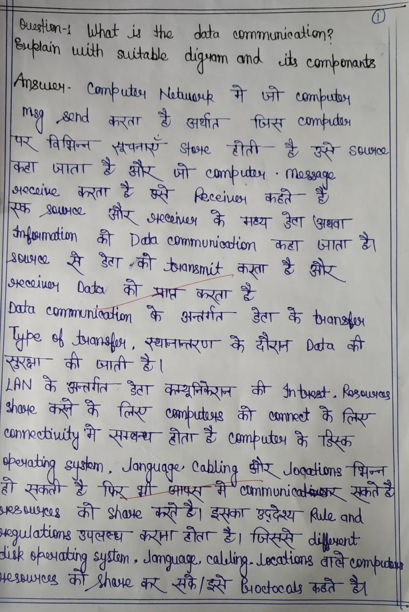 Data Communication & Computer Network Assignment 1 Solution in hindi