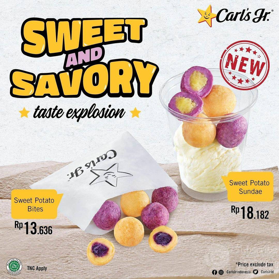 Baru! Carls Jr Sweet Potato Bites & Ice Cream harga mulai Rp. 13.636