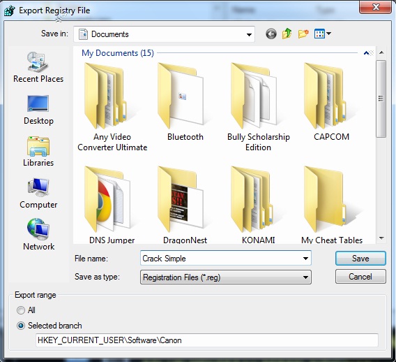 Реестр экспорт. Регистр фолдер.