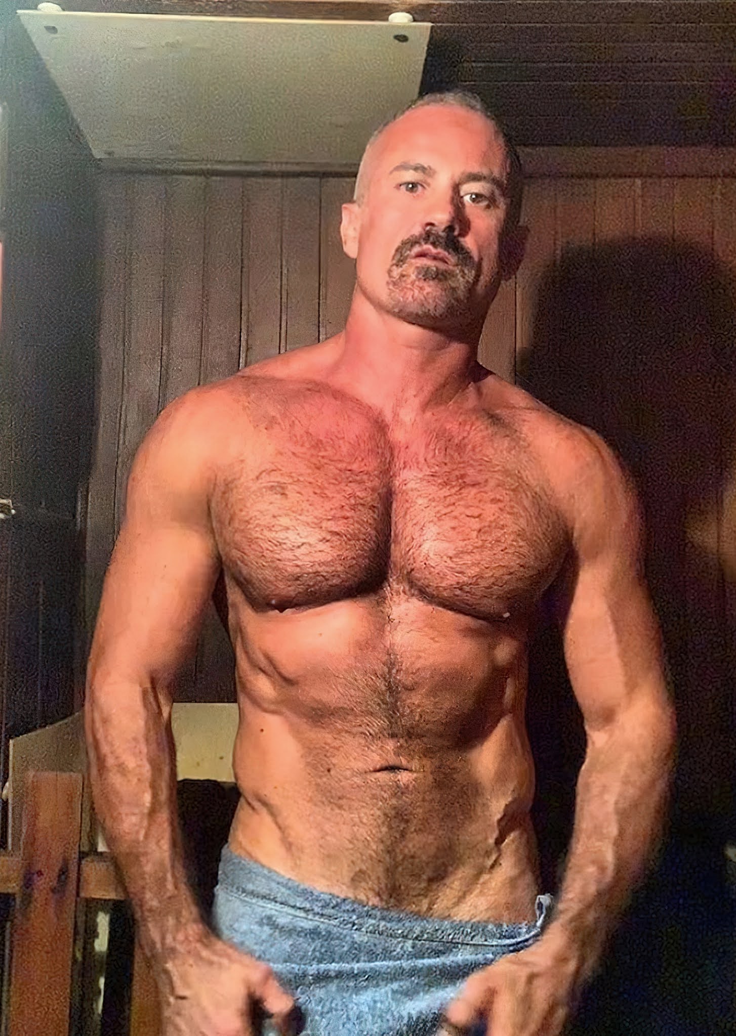 Superb Photos Set of Hairy Chested Hunks - Hot Muscular Daddy Bears.