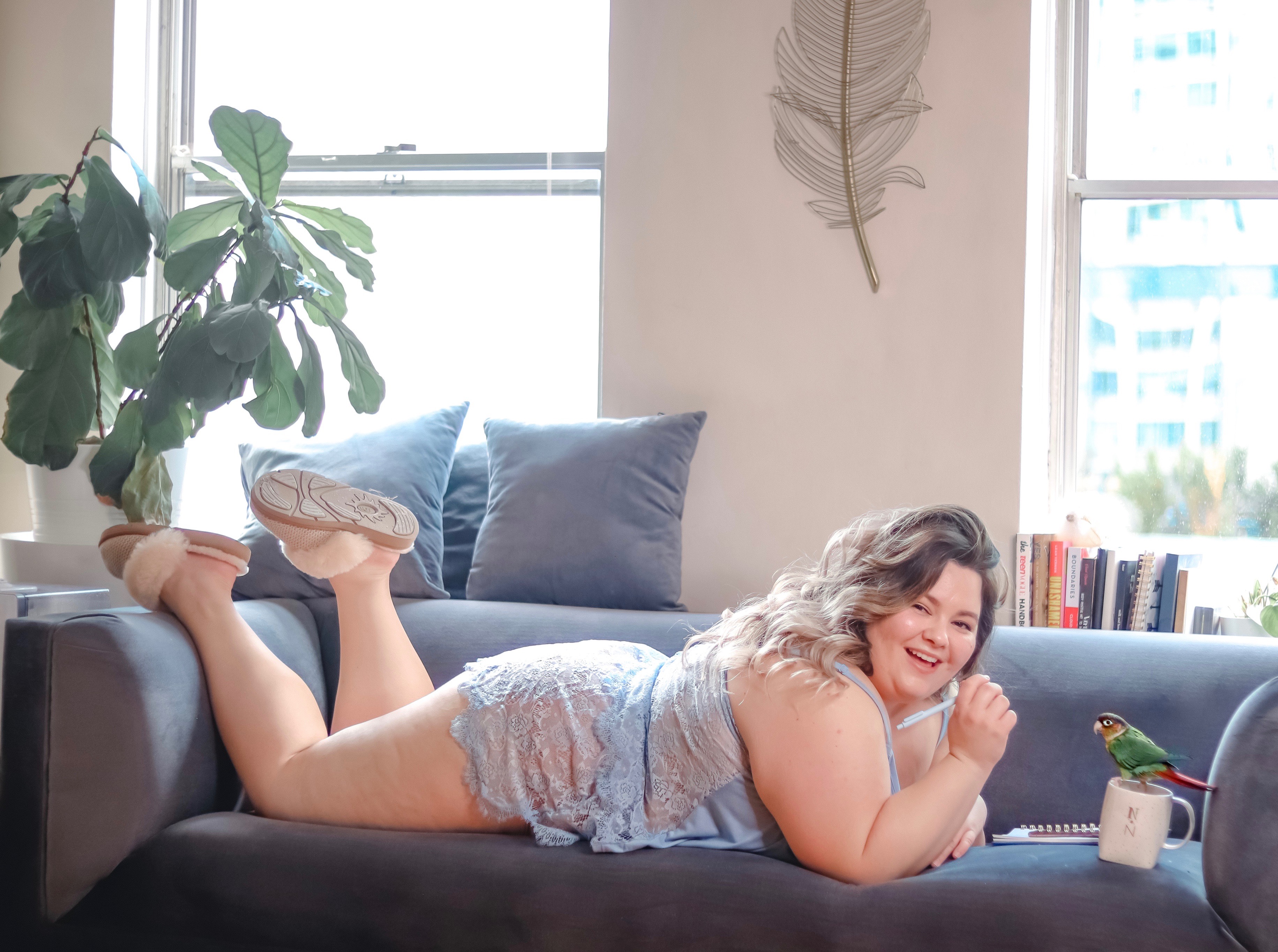 Chicago Plus Size Petite Fashion Blogger Natalie in the City reviews Adore Me lingerie and plus size pajamas.