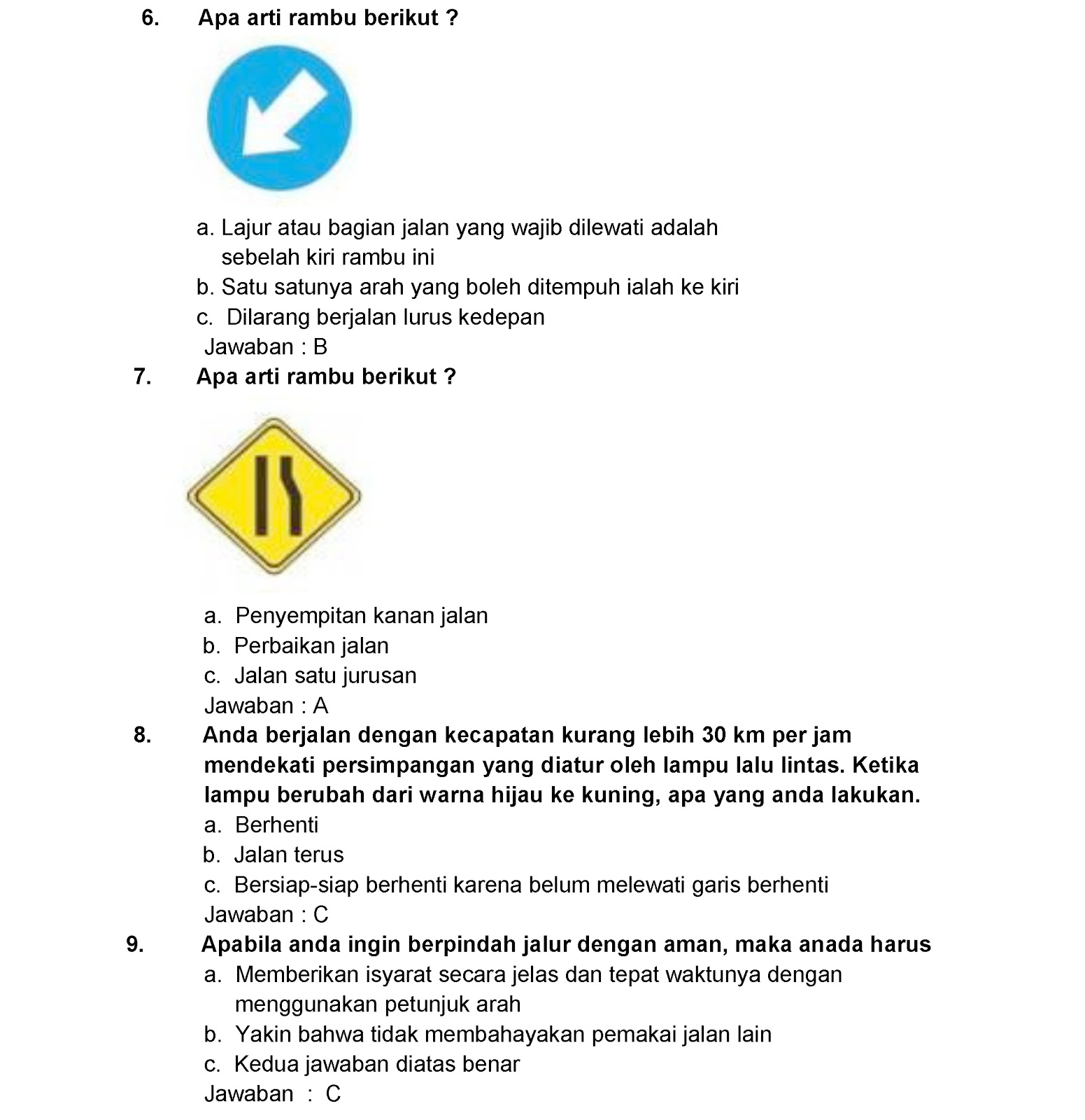 Kunci Jawaban Ujian Teori Sim C / Soal &amp; Kunci Jawaban Uji