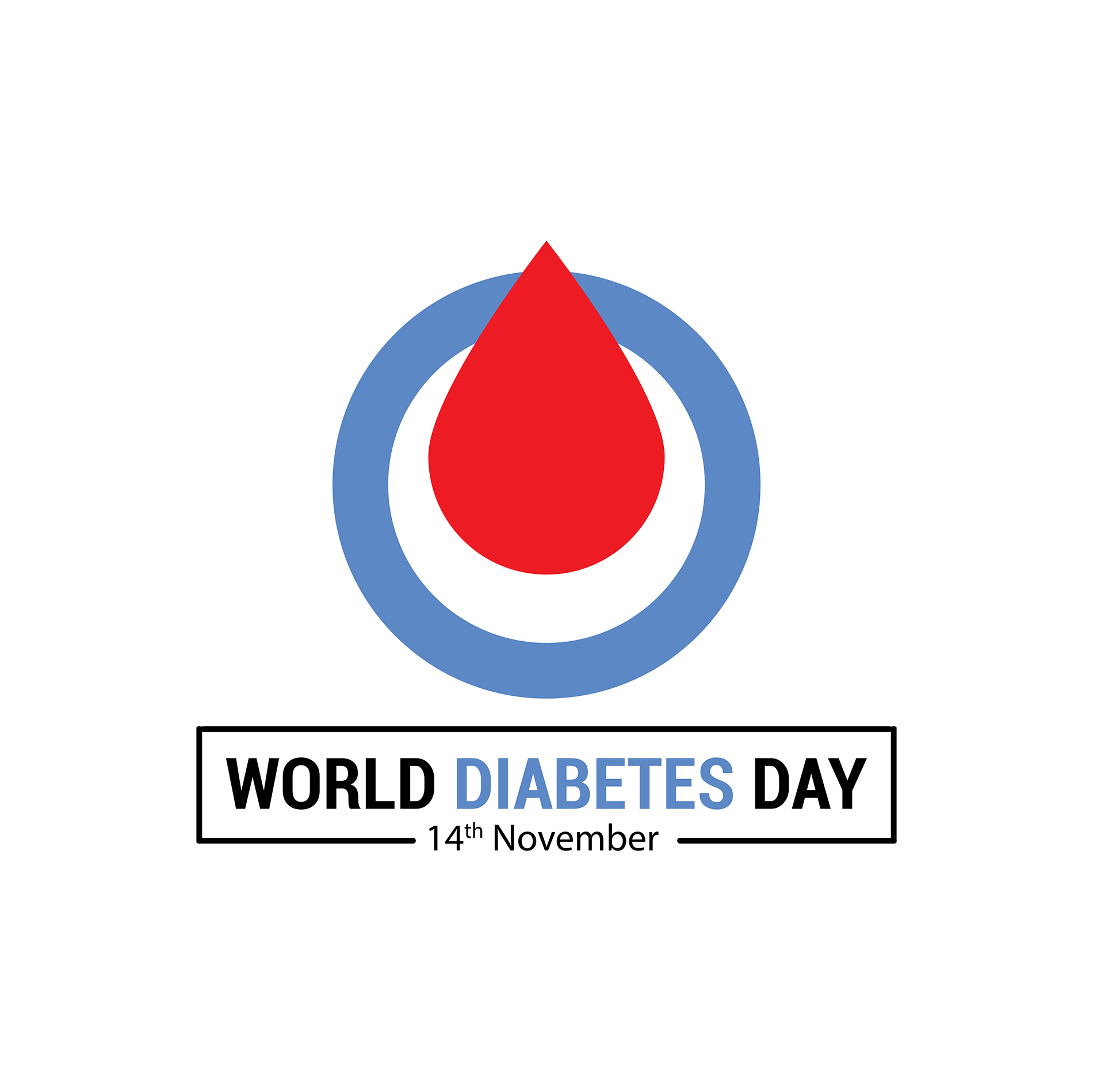 Minimal world diabetes awareness day free vector illustration design for icon and stickers