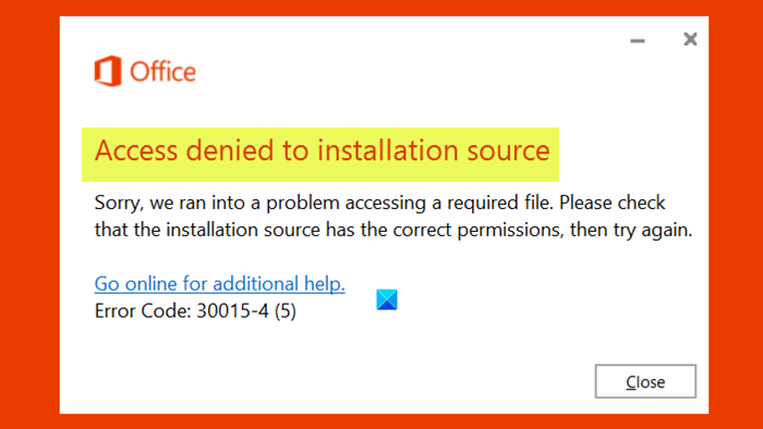 Acceso denegado a la fuente de instalación: error de Microsoft Office