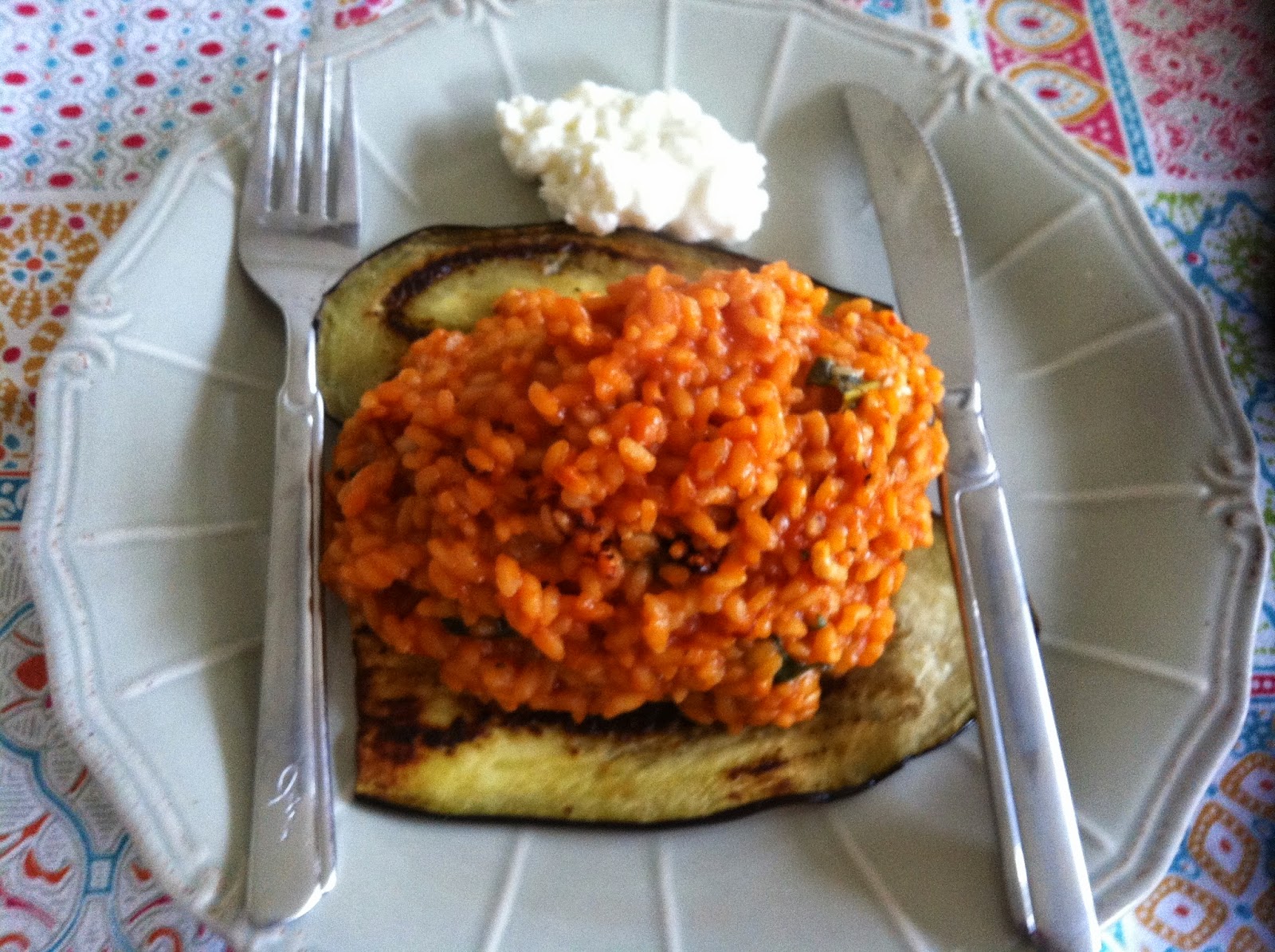 WWDH Eggplant with tomato, basil and parmesan risotto Laws of the