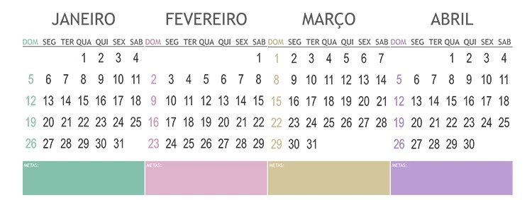 Divisórias Planner 2020 grátis