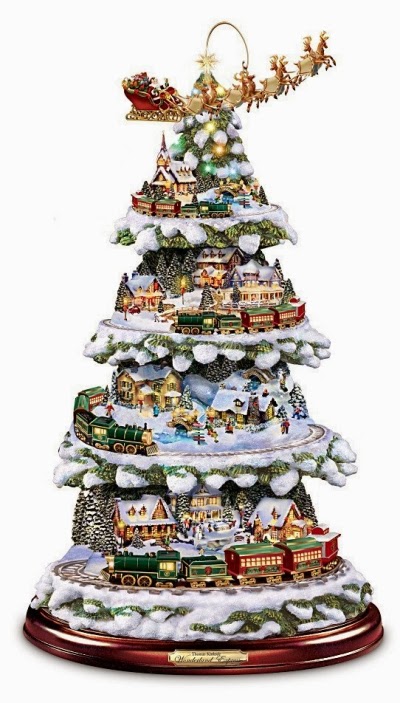 Thomas Kinkade Wonderland Express Animated Tabletop Christmas Tree With Train