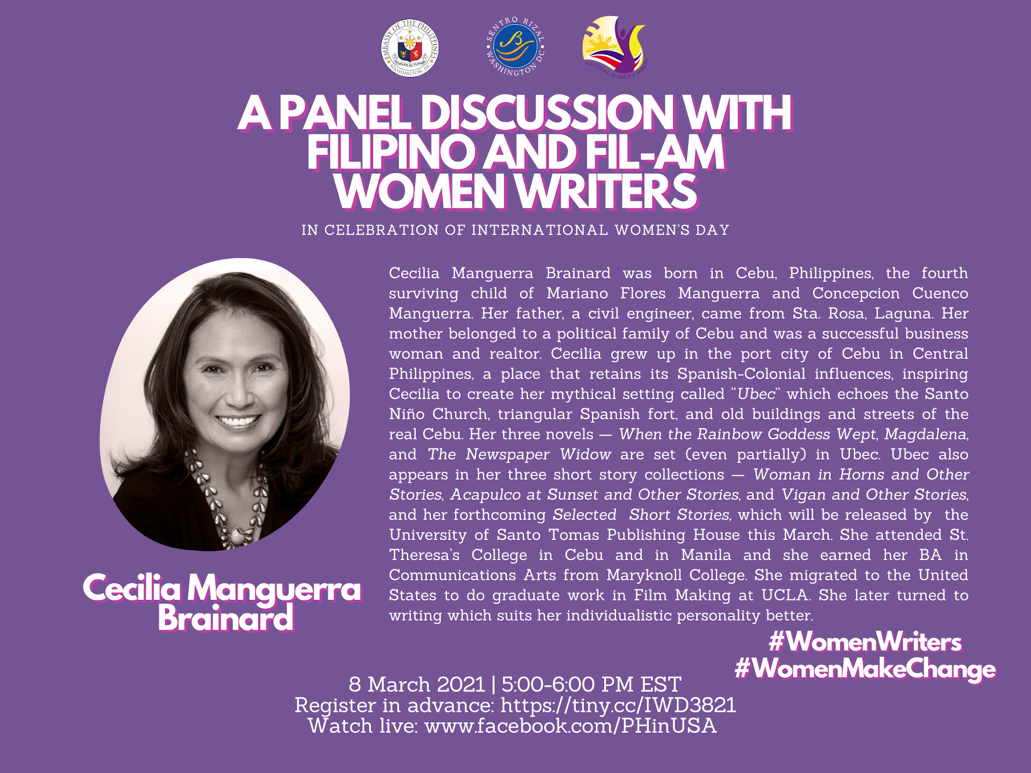 Panel Discussion with Filipino American Women Writers March 8, 2021