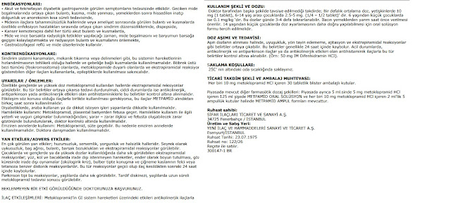 Metpamid Nedir, Ne İşe Yarar, Yan Etkileri, Kullanım Şekli, Fiyatı