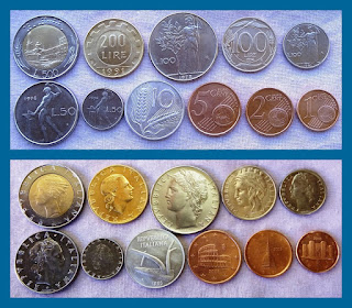 ITALY SET OF 11 DIFFERENT COINS (#RVJ)