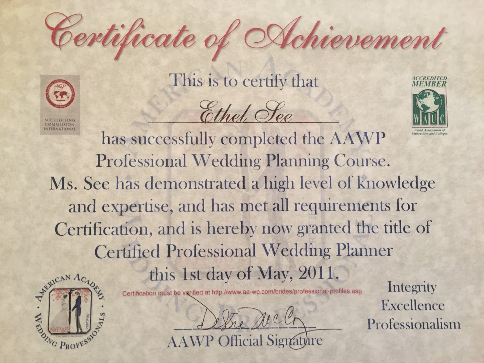 Ethel Winchell Event Planner Certified Professional Wedding Planner