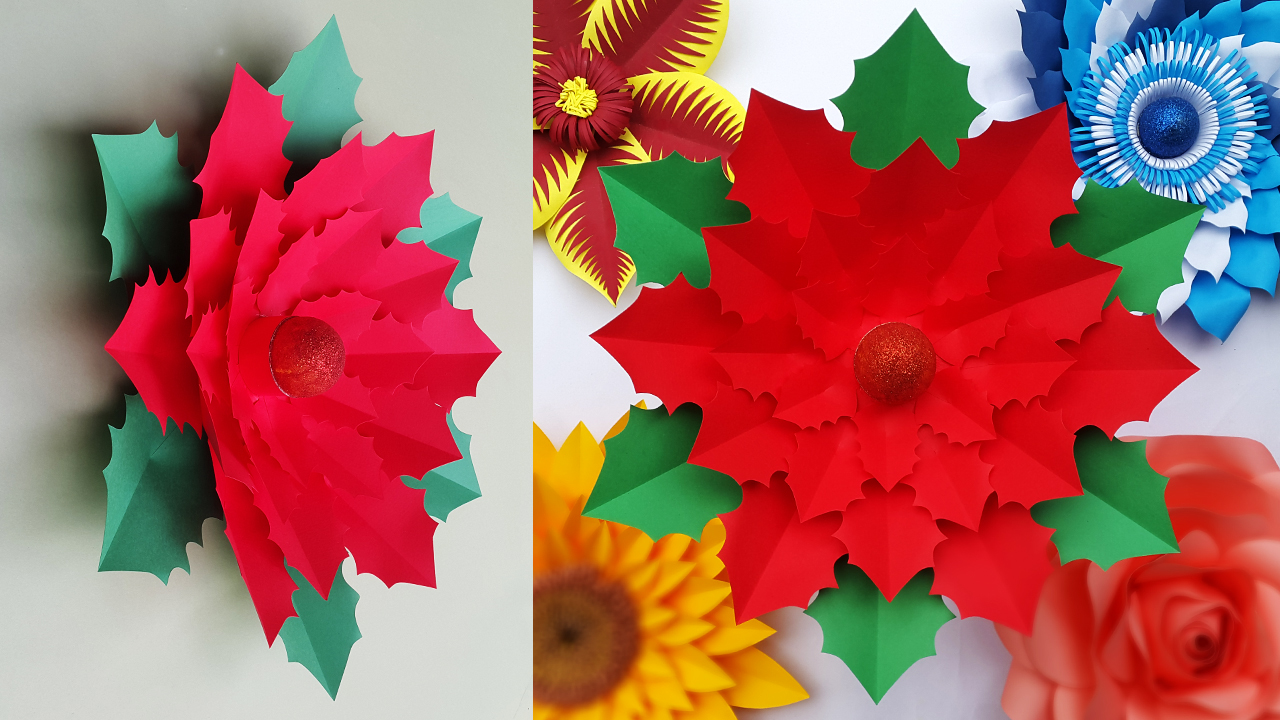 Colors Paper DIY Christmas Decor Paper Flower Poinsettia Making for
