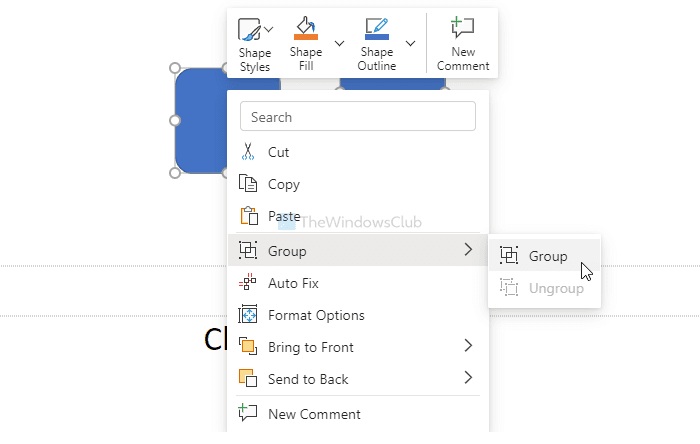 Objecten groeperen of degroeperen in PowerPoint Online