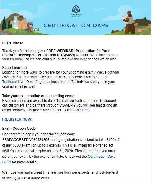 Salesforce Certification Days Free certification training & 100