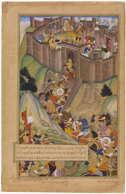 Басаван. Хулагу разрушает крепость Аламут. Персидская миниатюра, ок. 1596 г. Музей искусства Вирджинии