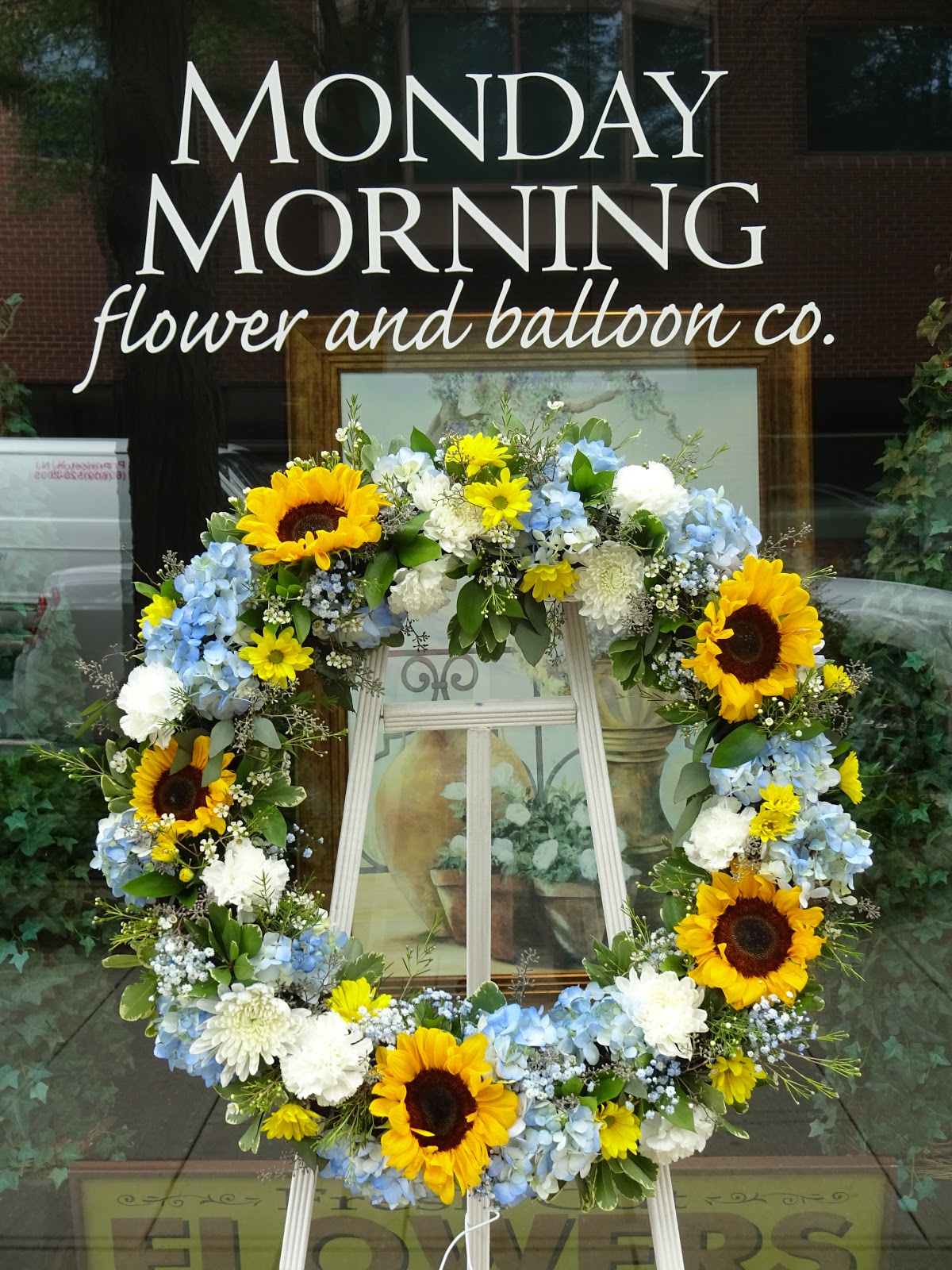 Funeral Wreath with Sunflowers