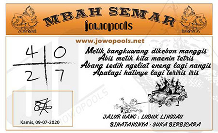 Mbah Semar HK Kamis 09 Juli 2020