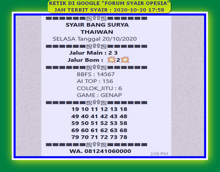 1 New Message Kode Syair Hongkong 20 Oktober 2020 Forum Syair Togel Hongkong Singapura Sydney