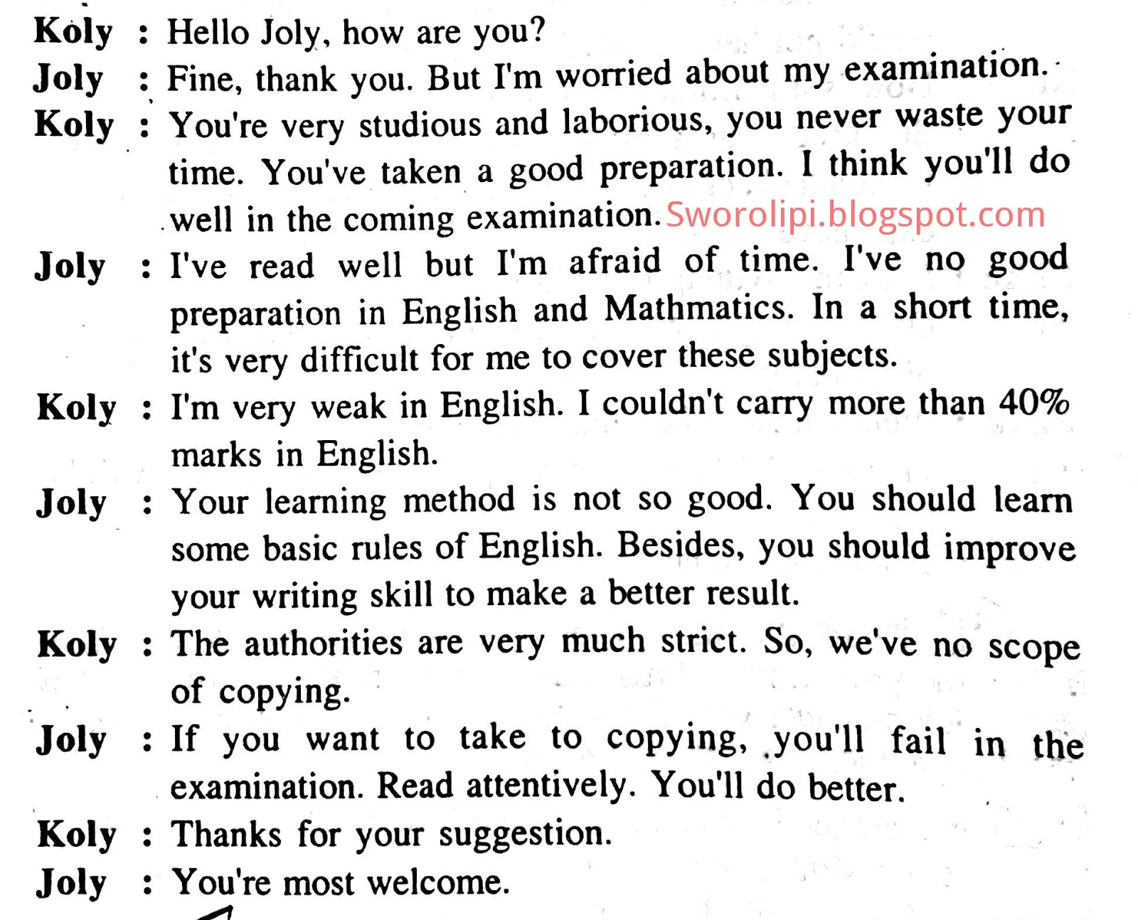 Dialogue Between You And Your Friend Joly About The Coming