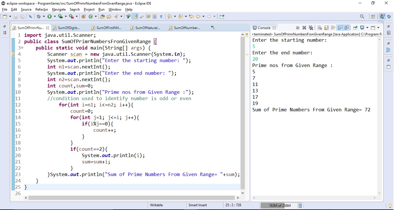 Basic Java Programs: Sum of Natural Numbers