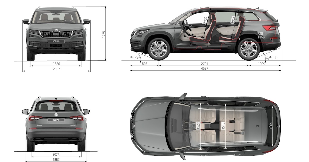 Skoda Kodiaq dimensions 2017 SUV length ( wheelbase ) height and