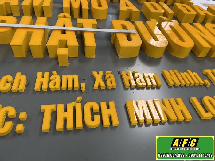 Thi công bảng hiệu Alu chữ Mica nổi Tịnh Thất Phú Quốc