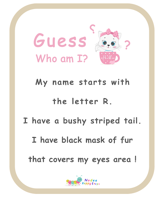 Guessing for Kids -  Who am I? - I am a raccoon