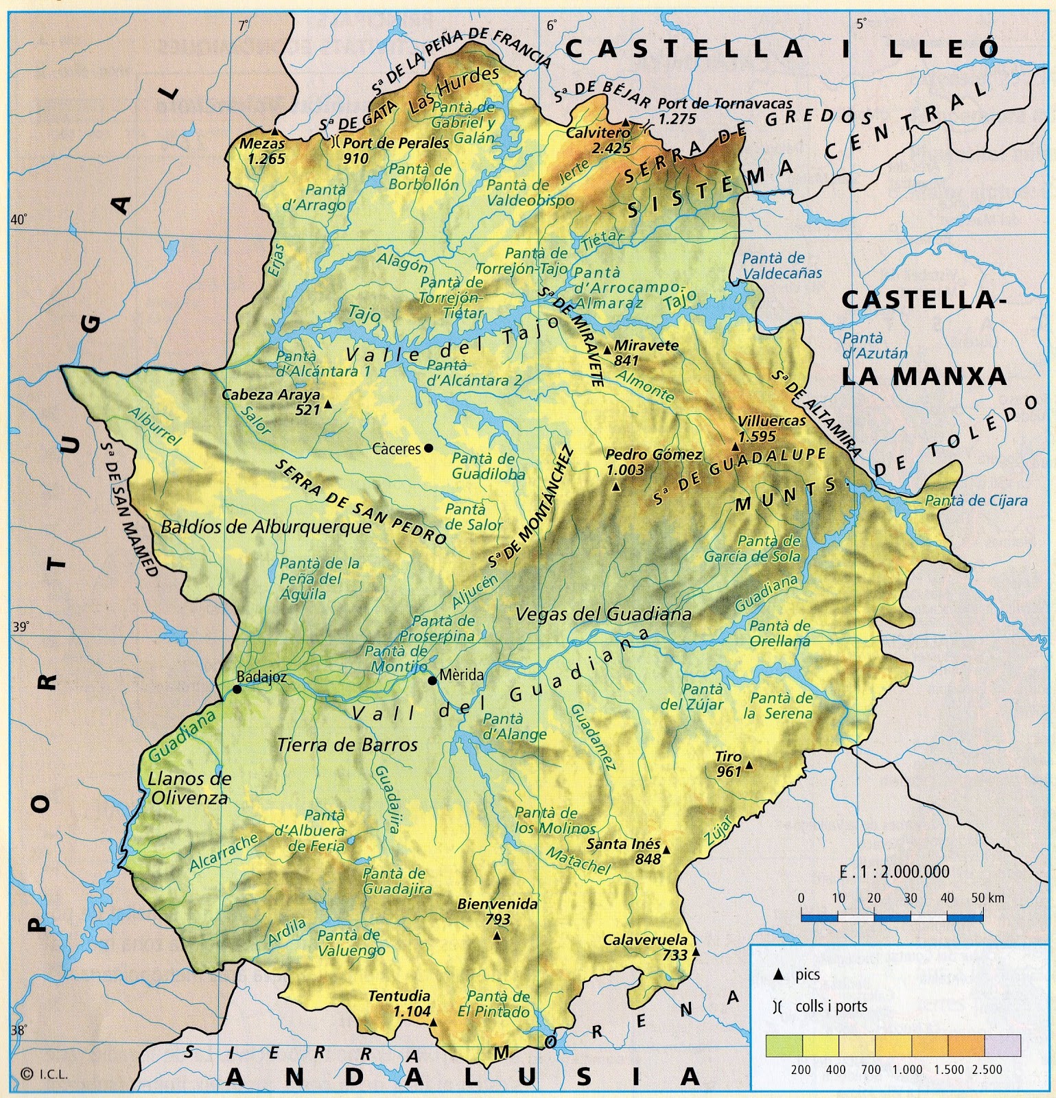 HI HA TRENQUES FERM: EXTREMADURA (MAPA FÍSIC) HI HA TRENQUES FERM: EXTREMADURA (MAPA FÍSIC)