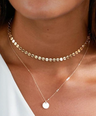 Woman Wearing Dainty Necklaces