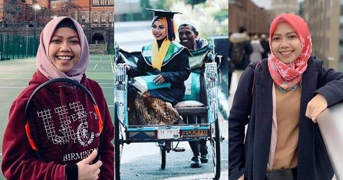 Alhamdulillah. Raeni, Anak Tukang Becak yang Diantar Ayahnya Wisuda