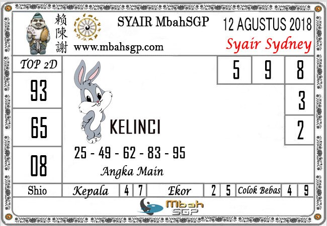 Bocoran Sydney 12 Agustus 2018 Kode Syair Sgp Hk Sd Motesia
