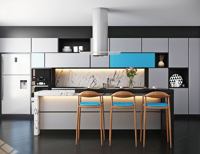 Blue bar stools
