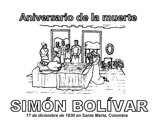 Dibujos para pintar del Aniversario de la muerte de Simón Bolívar