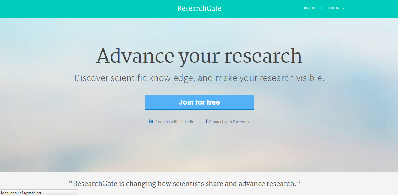 Research Gate merupakan platform media sosial untuk para peneliti. 